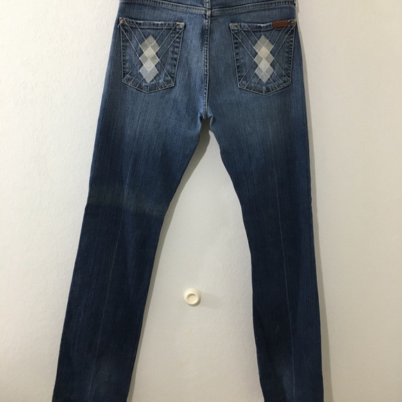 7 for all Mankind Standard Button Fly Jeans. Argyle Embroidered Pocket. Size 30. - Picture 6 of 10